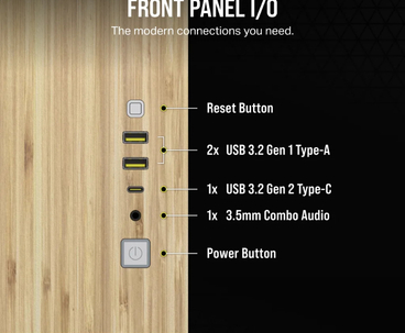 CAJA MICROATX 2500X TG WHITE/BAMBOO WOOD CORSAIR